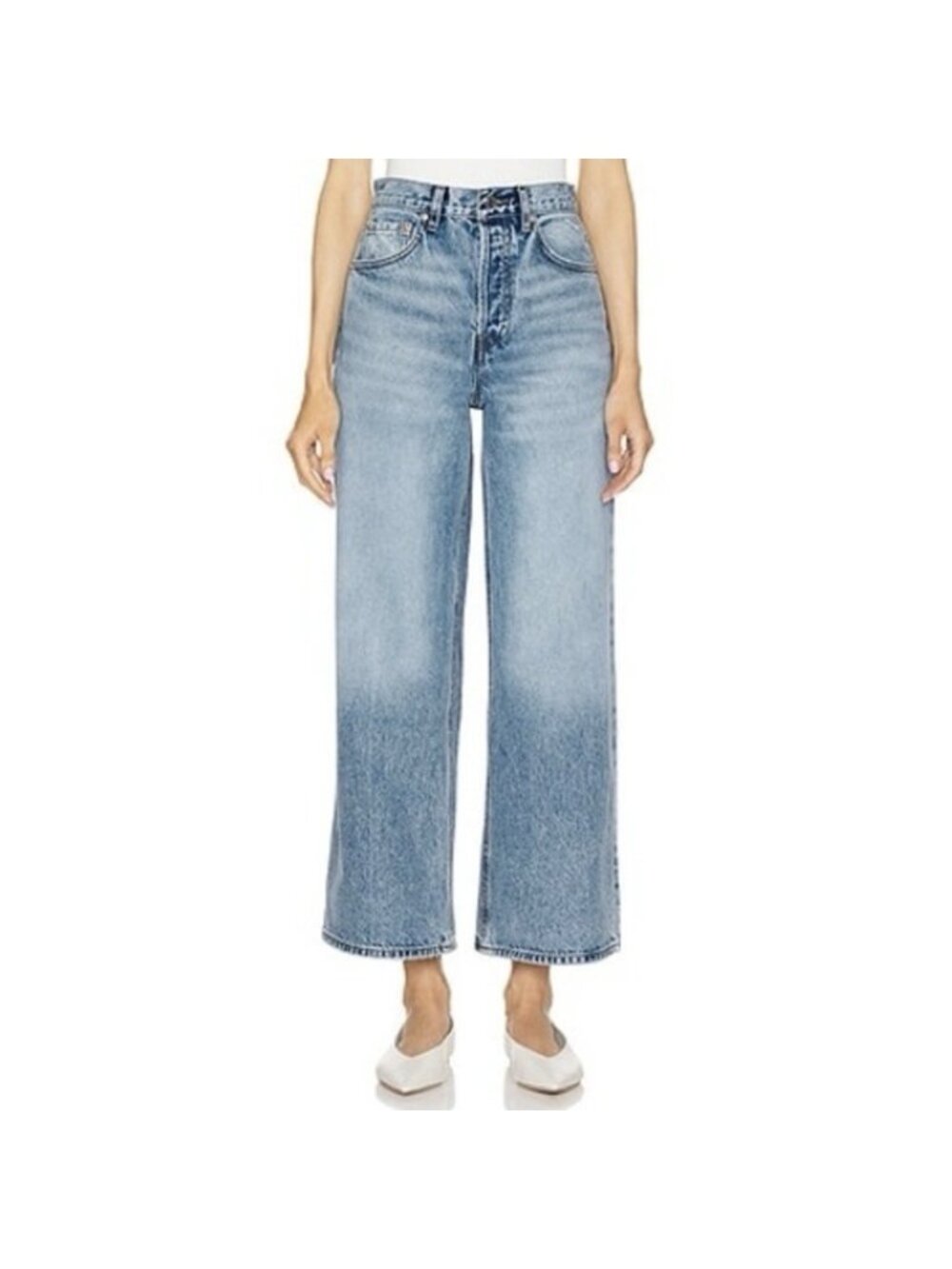 GRLFRND Norah High Rise Crop Wide Leg Denim Jeans Memphis Blue size 27